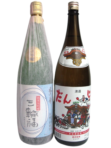 三輪福・米の華純米大吟醸と本醸造酒だんじり1800ml、2本セット